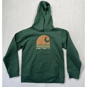 Carhartt Hoodie Sweatshirt Forest Green Hooded Top Logo Youth Boys Girls Medium